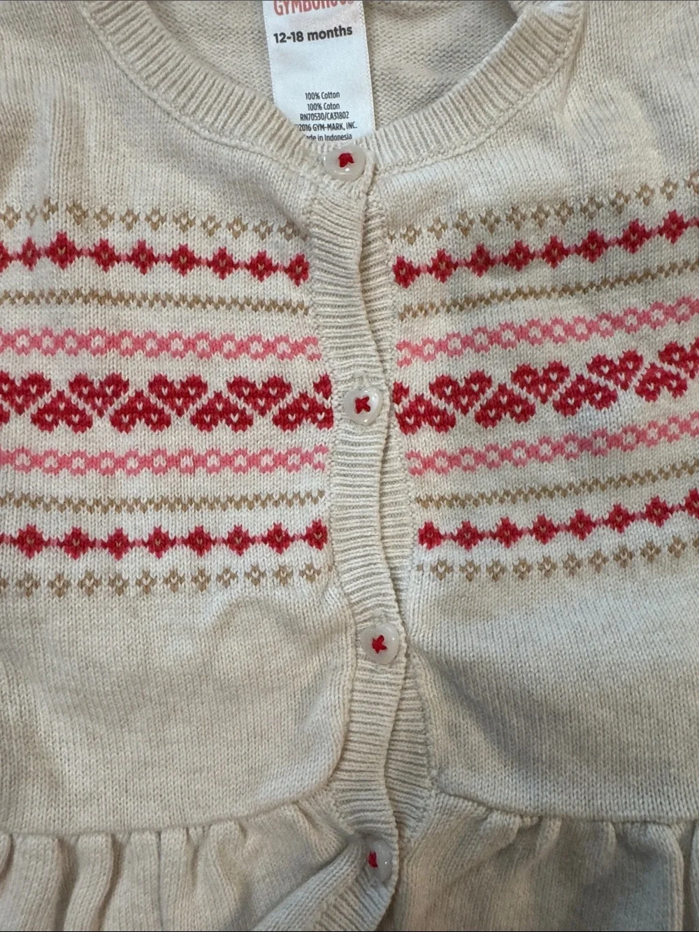 Gymboree 3 piece set Fair Isle Peplum Cardigan with onesie shirt and leggings.